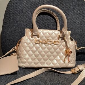 Bebe Quilted Mini Bag in Shimmering Cream